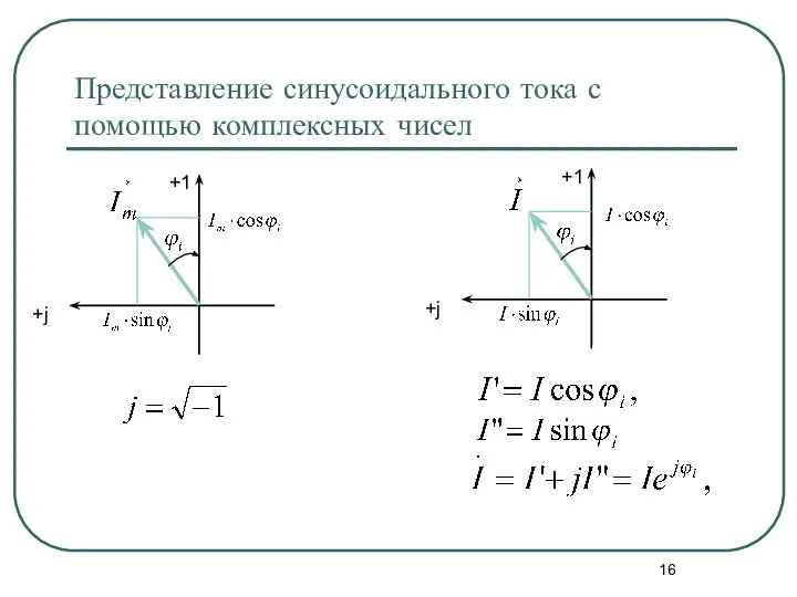 Представление синусоидального тока с помощью комплексных чисел