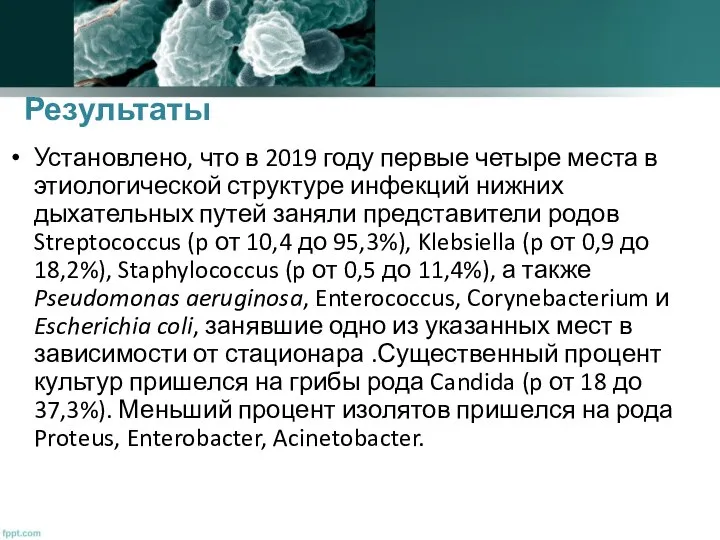 Результаты Установлено, что в 2019 году первые четыре места в этиологической структуре