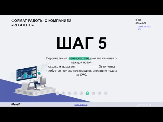 ШАГ 5 Персональный менеджер уведомляет клиента о каждой новой сделке и помогает