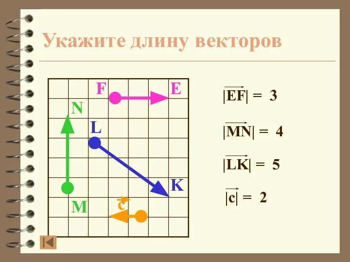 Укажите длину векторов