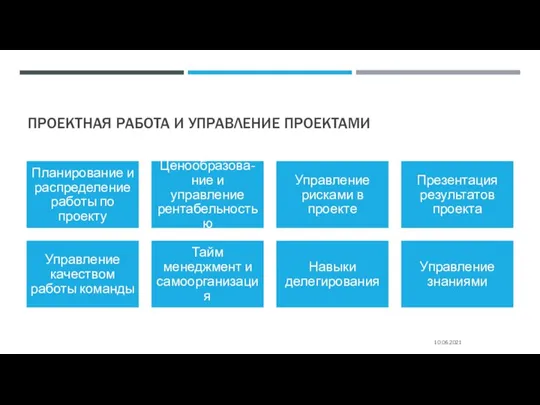 ПРОЕКТНАЯ РАБОТА И УПРАВЛЕНИЕ ПРОЕКТАМИ 10.06.2021