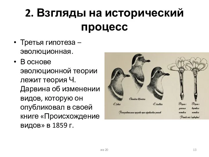 2. Взгляды на исторический процесс Третья гипотеза – эволюционная. В основе эволюционной