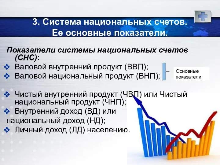 3. Система национальных счетов. Ее основные показатели. Показатели системы национальных счетов (СНС):