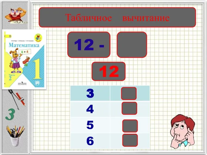 12 - Табличное вычитание 12