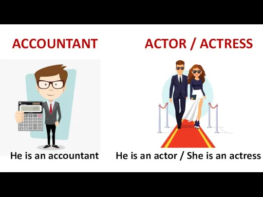 ACCOUNTANT ACTOR / ACTRESS He is an accountant He is an actor