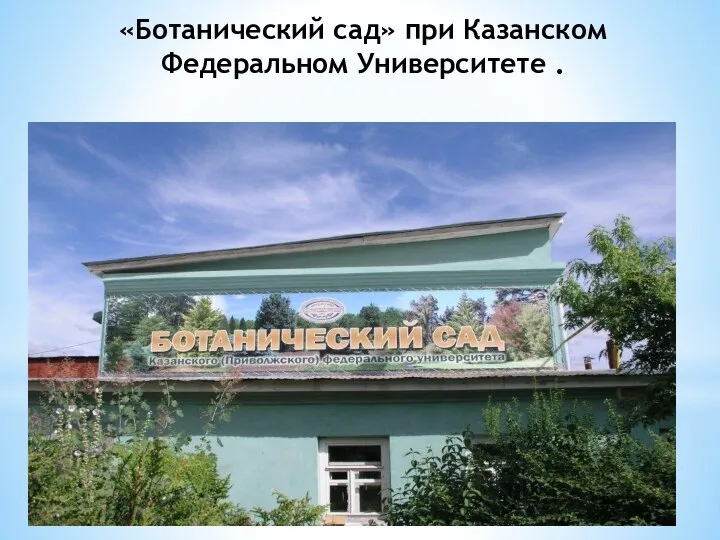 «Ботанический сад» при Казанском Федеральном Университете .