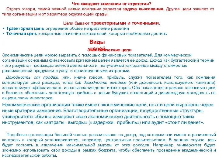 Что ожидают компании от стратегии? Строго говоря, самой важной целью компании является