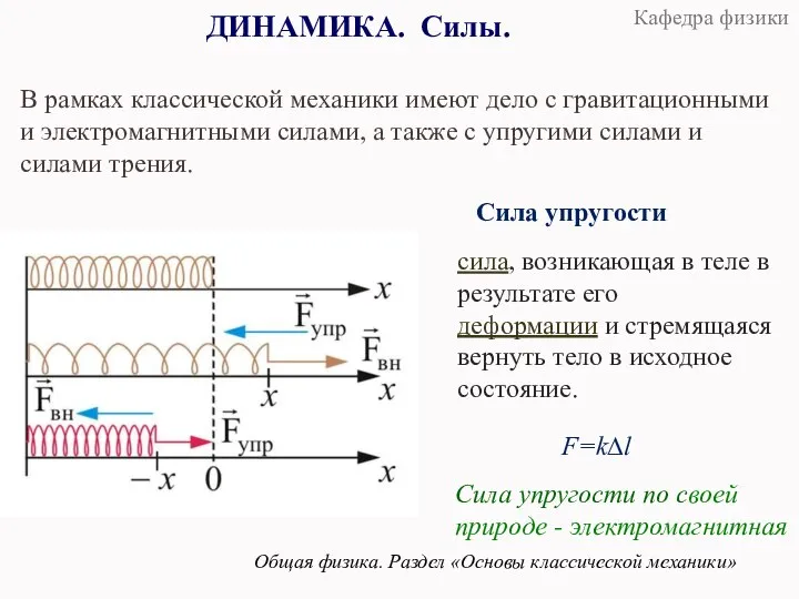 ДИНАМИКА. Силы. Общая физика. Раздел «Основы классической механики» В рамках классической механики