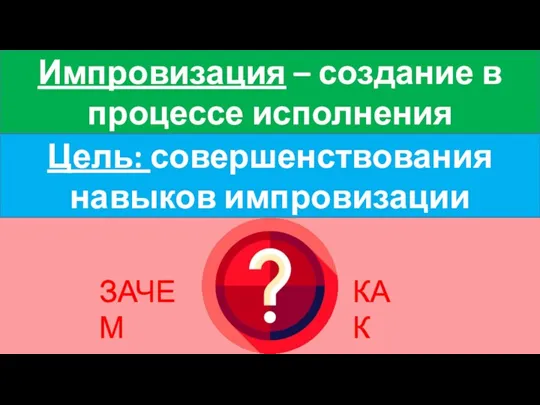 Импровизация – создание в процессе исполнения Цель: совершенствования навыков импровизации