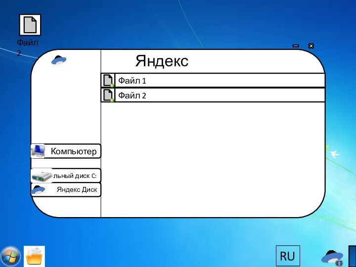 Компьютер Локальный диск C: Яндекс Диск Яндекс Диск RU