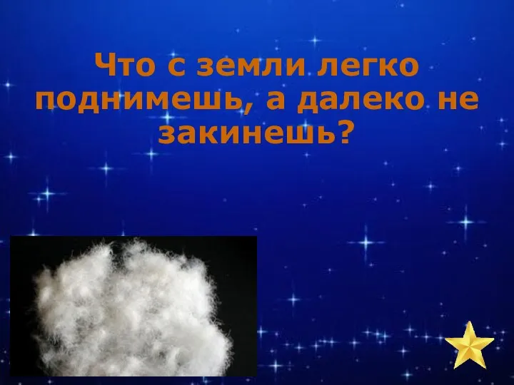 Что с земли легко поднимешь, а далеко не закинешь?