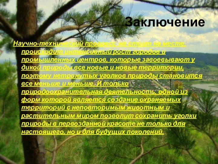 Заключение Научно-технический прогресс не стоит на месте, происходит интенсивный рост городов и