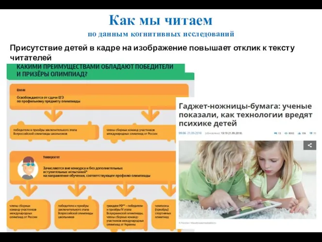 Как мы читаем по данным когнитивных исследований Присутствие детей в кадре на