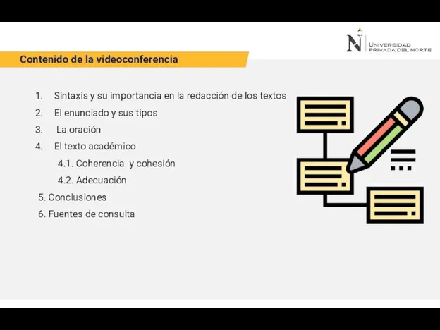 Contenido de la videoconferencia Sintaxis y su importancia en la redacción de