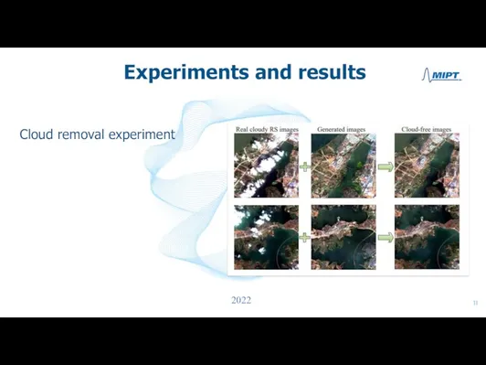 Experiments and results Cloud removal experiment 2022