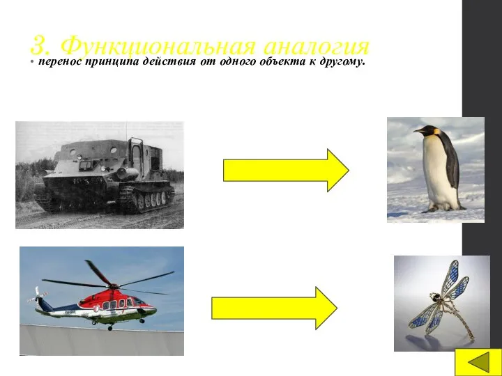 3. Функциональная аналогия перенос принципа действия от одного объекта к другому.