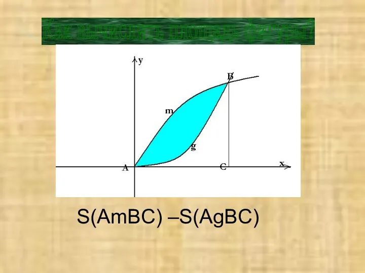 Как вычислить площадь фигуры? S(AmBC) –S(AgBC)