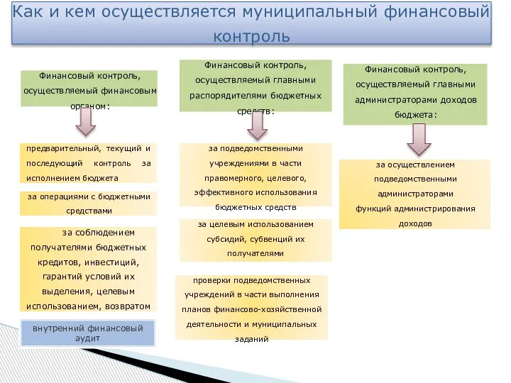 Как и кем осуществляется муниципальный финансовый контроль Финансовый контроль, осуществляемый финансовым органом: