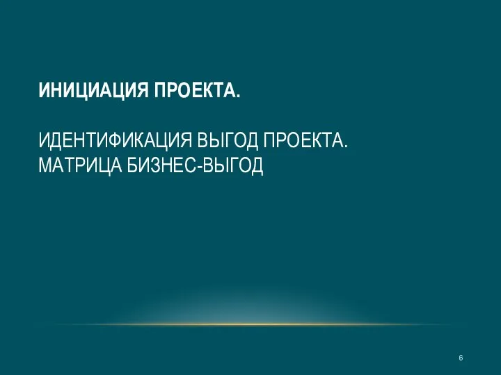 ИНИЦИАЦИЯ ПРОЕКТА. ИДЕНТИФИКАЦИЯ ВЫГОД ПРОЕКТА. МАТРИЦА БИЗНЕС-ВЫГОД