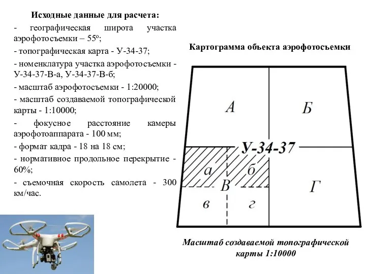 Исходные данные для расчета: - географическая широта участка аэрофотосъемки – 55о; -