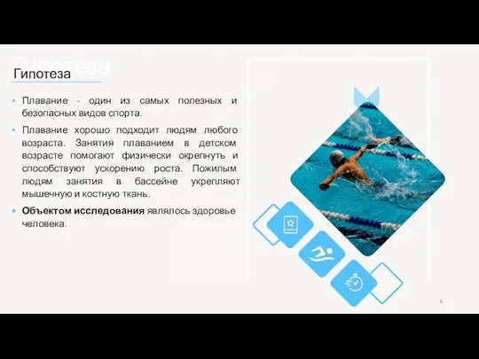 Гипотеза Гипотеза Плавание - один из самых полезных и безопасных видов спорта.