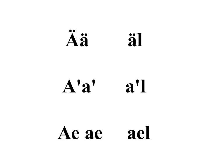 Ää äl A'a' a'l Ae ae ael