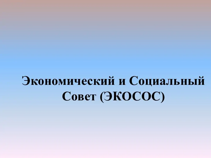 Экономический и Социальный Совет (ЭКОСОС)