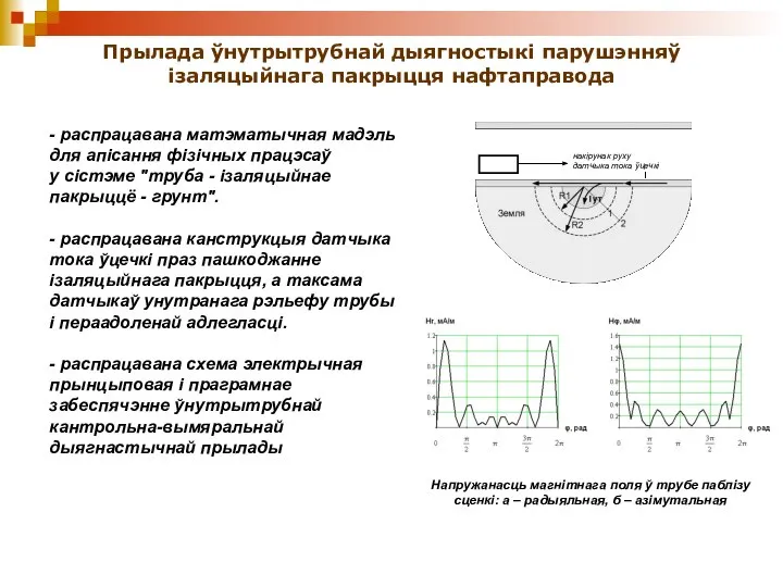 Прылада ўнутрытрубнай дыягностыкі парушэнняў ізаляцыйнага пакрыцця нафтаправода - распрацавана матэматычная мадэль для