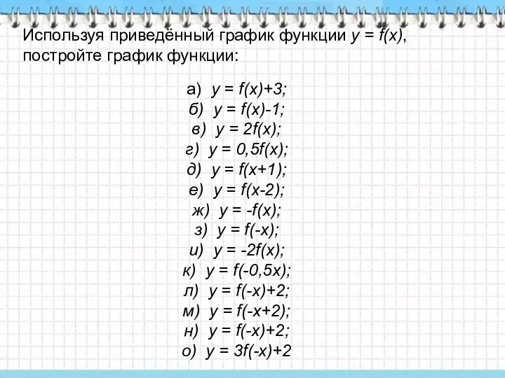 Используя приведённый график функции у = f(x), постройте график функции: а) у