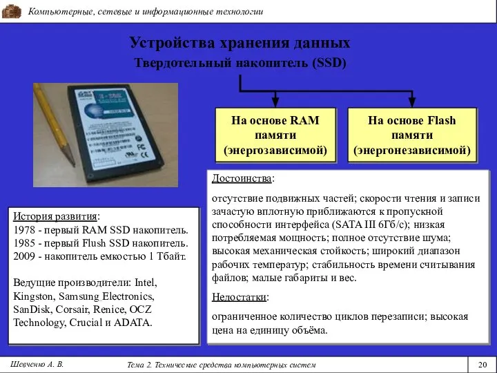 Компьютерные, сетевые и информационные технологии Тема 2. Технические средства компьютерных систем 20