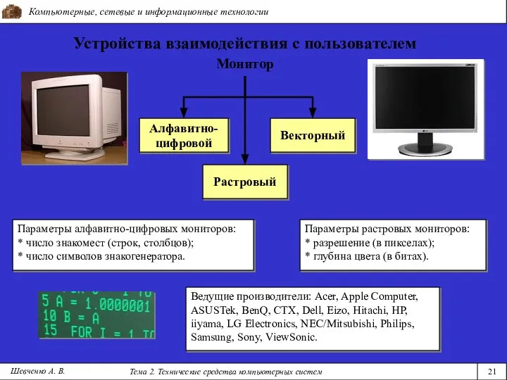 Компьютерные, сетевые и информационные технологии Тема 2. Технические средства компьютерных систем 21