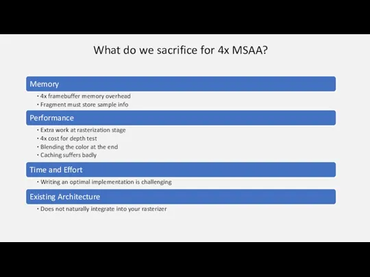 What do we sacrifice for 4x MSAA?