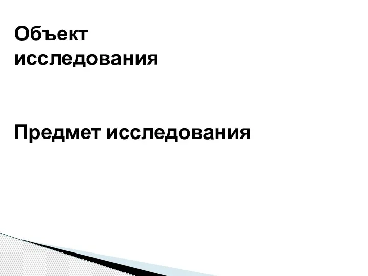 Предмет исследования Объект исследования