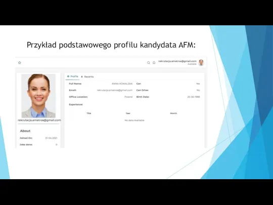 Przykład podstawowego profilu kandydata AFM: