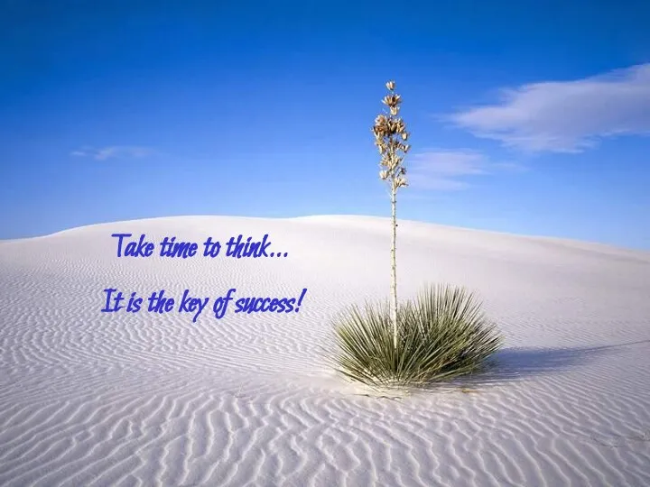 Take time to think… It is the key of success!