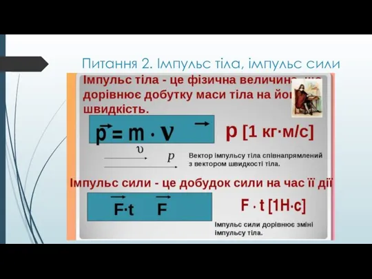 Питання 2. Імпульс тіла, імпульс сили