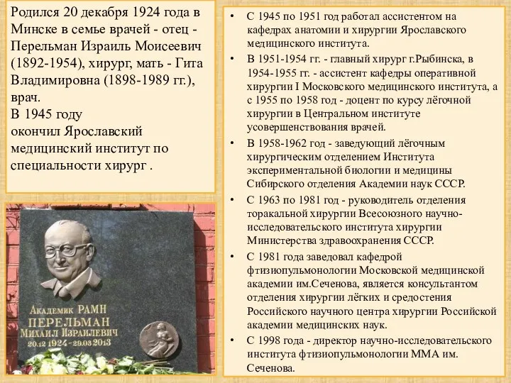 Родился 20 декабря 1924 года в Минске в семье врачей - отец