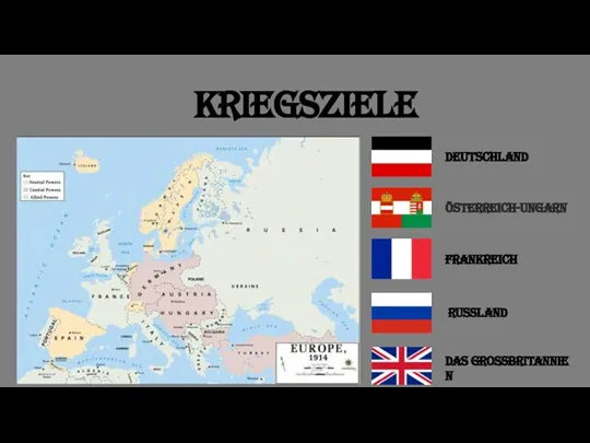 Kriegsziele Deutschland Österreich-Ungarn Frankreich Russland das Großbritannien