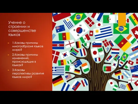 Учение о строении и совершенстве языков 1.Каковы причины многообразия языков мира? 2.Каковы