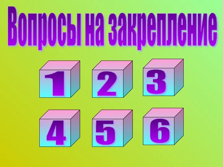 Вопросы на закрепление 1 2 3 4 5 6