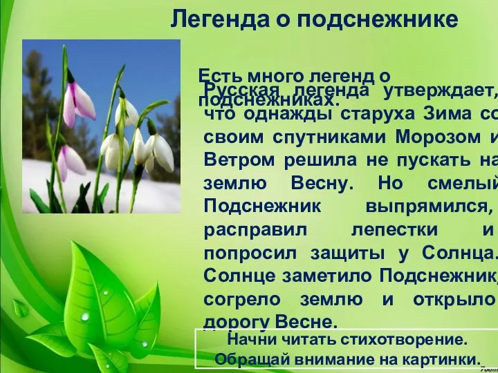 Русская легенда утверждает, что однажды старуха Зима со своим спутниками Морозом и