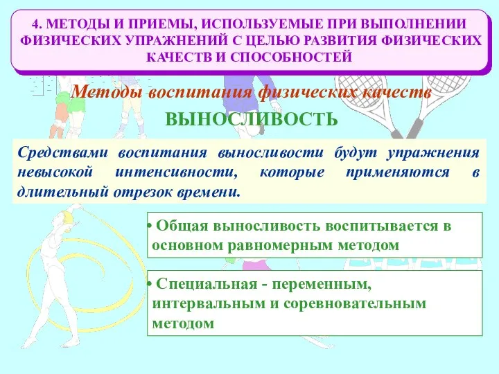 4. МЕТОДЫ И ПРИЕМЫ, ИСПОЛЬЗУЕМЫЕ ПРИ ВЫПОЛНЕНИИ ФИЗИЧЕСКИХ УПРАЖНЕНИЙ С ЦЕЛЬЮ РАЗВИТИЯ