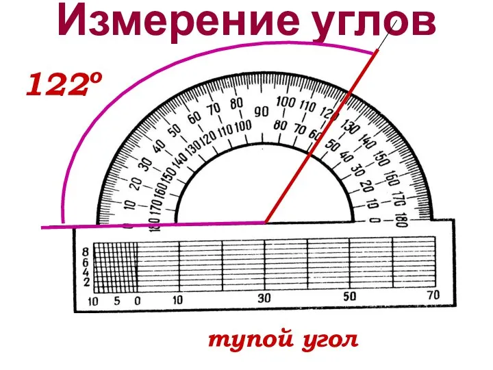 Измерение углов 122о тупой угол