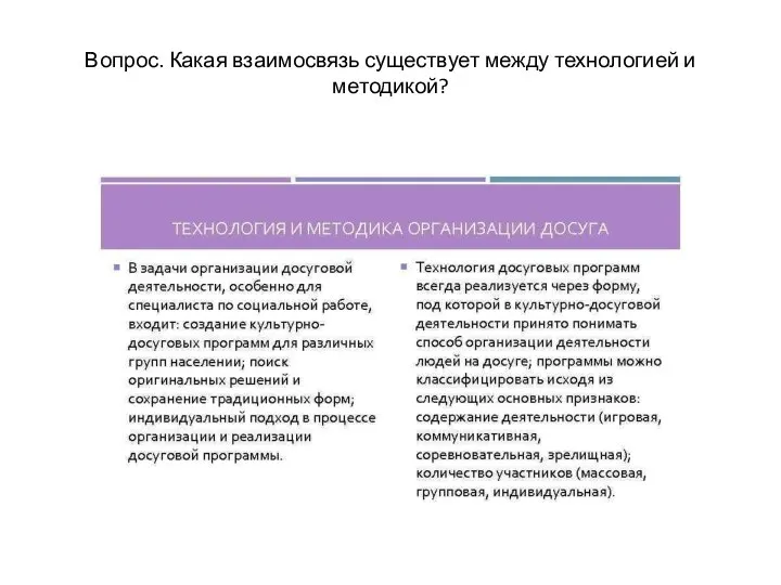 Вопрос. Какая взаимосвязь существует между технологией и методикой?