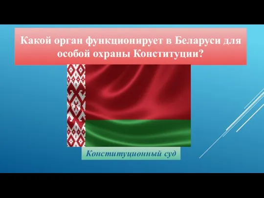 Какой орган функционирует в Беларуси для особой охраны Конституции? Конституционный суд