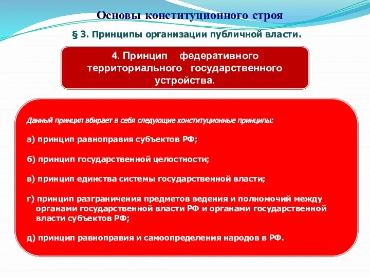 § 3. Принципы организации публичной власти. Основы конституционного строя 4. Принцип федеративного