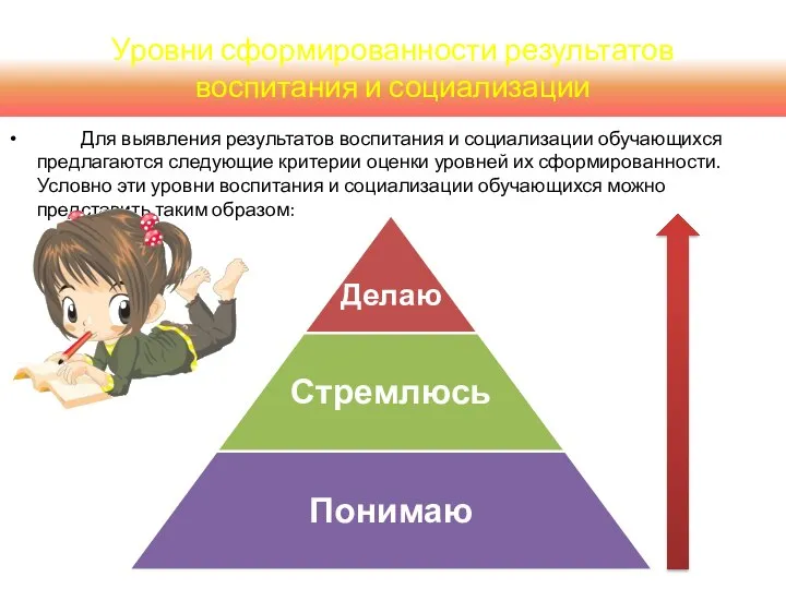 Для выявления результатов воспитания и социализации обучающихся предлагаются следующие критерии оценки уровней