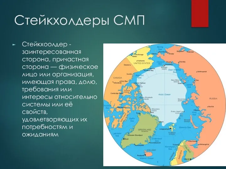 Стейкхолдеры СМП Стейкхоолдер - заинтересованная сторона, причастная сторона — физическое лицо или