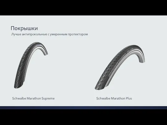 Покрышки Лучше антипрокольные с умеренным протектором Schwalbe Marathon Supreme Schwalbe Marathon Plus