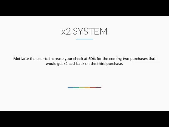 x2 SYSTEM Motivate the user to increase your check at 60% for